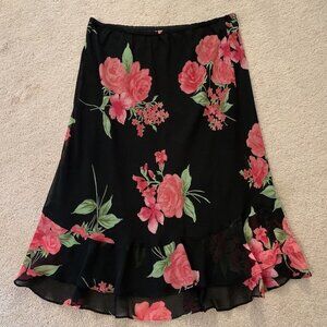 No Brand. Size 14. Chiffon Layered Lined Floral Elastic Waist Skirt. B49